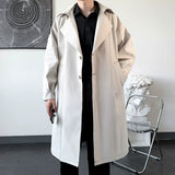 British Casual Solid Color Lapel Single Breasted Long Sleeved Coat