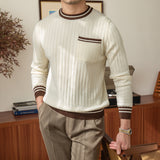 Men's Business Retro Casual Round Neck Long Sleeved Sweater