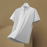 High Elastic Ice Silk Striped Loose POLO Shirt