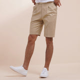 Men's Retro British Casual Solid Color Suit Shorts