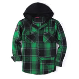 Men's Hooded Plaid Loose Long Sleeve Shirt