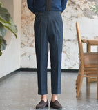 Men's High Waisted Pants Vintage Twill Denim Straight Leg Trousers