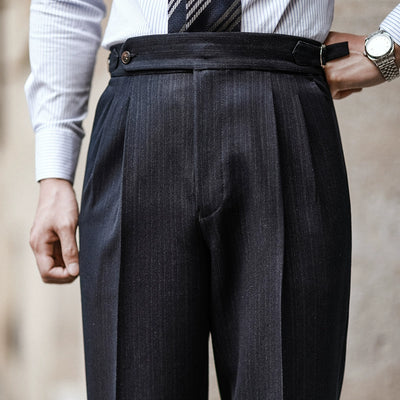 High-waist Straight-leg Draped Trousers