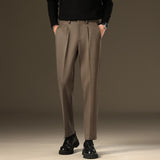 Men's Retro Business Pocket Straight Elastic Waist Pants