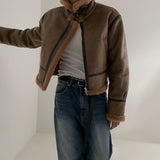 Loose-fitting Sherpa Suede Jacket