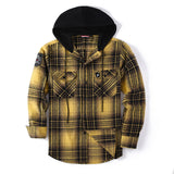 Men's Hooded Plaid Loose Long Sleeve Shirt