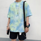 Men's Loose Tie Dye Round Neck Casual Color Matching Short Sleeve T-Shirt