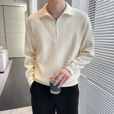 Men's Casual Half Zip Fake Two Piece Lapel Knit Sweater