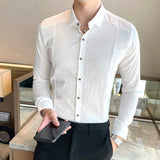 Men's Pointed Collar Casual Slim Fit Thin Business Shirt