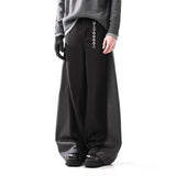 Colorblock Loose Wool Wide-leg Pants