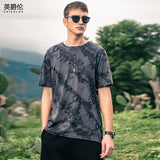 Men's British Retro Gradient Tie-dye Casual Loose Round Neck T-shirt