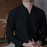 Men's V-neck Slim Fit Long Sleeve Casual Shirt