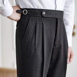 High-waist Straight-leg Draped Trousers