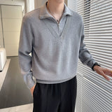 Men's Casual Half Zip Fake Two Piece Lapel Knit Sweater