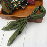 Men's Vintage Silk Scarf Buckle Printed Square Scarf