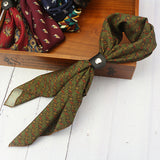 Men's Vintage Silk Scarf Buckle Printed Square Scarf