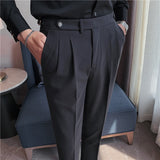 Men's Business Casual High Waisted Pants Slim Fit Dress Pants