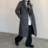 Men's Mid-length Gun Lapel Thickened Double-breasted Coat