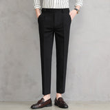 Mens Casual Slim Straight Suit Trousers