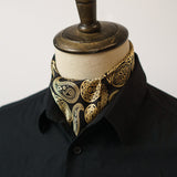 Men's Black Gold Cashew Pattern Vintage Silk Scarf