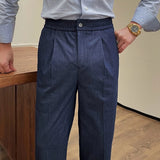 Men's Business Elastic Waist Retro Casual Pants