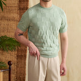 Round Neck Jacquard Short Sleeves