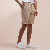 Men's Retro British Casual Solid Color Suit Shorts