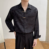 Men's Casual Lapel Butterfly Button Jacquard Shirt