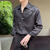 Men's Casual Lapel Butterfly Button Jacquard Shirt