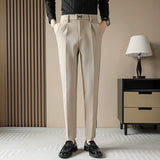 Men's Classic High Waist Pant Flat Front Trousers