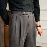 Casual High Waist Straight Thick Trousers