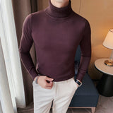 Men's Business Tight Mid High Collar Knitted Slim Fit T-shirt
