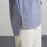 Vertical Stripe Side Slit Shirt