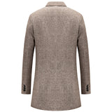 Men's Wool Blend Pea Coat Notched Collar Single Breasted Overcoat Warm Winter Trench Coat