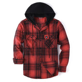 Men's Hooded Plaid Loose Long Sleeve Shirt