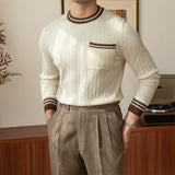 Men's Business Retro Casual Round Neck Long Sleeved Sweater