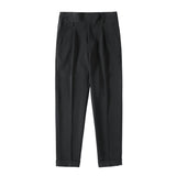 Men's Business Casual Dress Pants British High Waist Slim Fit Trousers