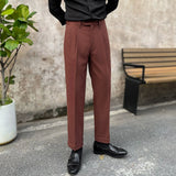 Slim Straight-leg Brushed High-waist Trousers