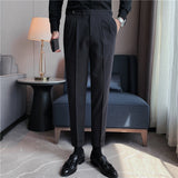 Men's Business Casual High Waisted Pants Slim Fit Dress Pants