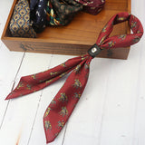 Men's Vintage Silk Scarf Buckle Printed Square Scarf