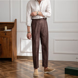 Men's Business Casual High Waisted Pants Slim Fit Trousers