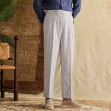 Linen Cotton High Waist Straight Leg Casual Trousers