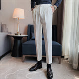 Men's Business Casual High Waisted Pants Slim Fit Dress Pants