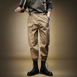 Men's Vintage Cargo Pants Slim Fit Bib Overalls with Adjustable Straps