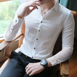 Men's Pointed Collar Casual Slim Fit Thin Business Shirt