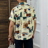 Men's Vintage Cuban Collar Graffiti Casual Short Sleeve Shirt