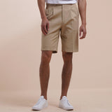 Men's Retro British Casual Solid Color Suit Shorts