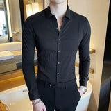 Men's Pointed Collar Casual Slim Fit Thin Business Shirt