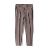 Mens Casual Slim Straight Suit Trousers