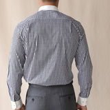 Business Peak Collar Casual Color Block Plaid Long Sleeve Shirt